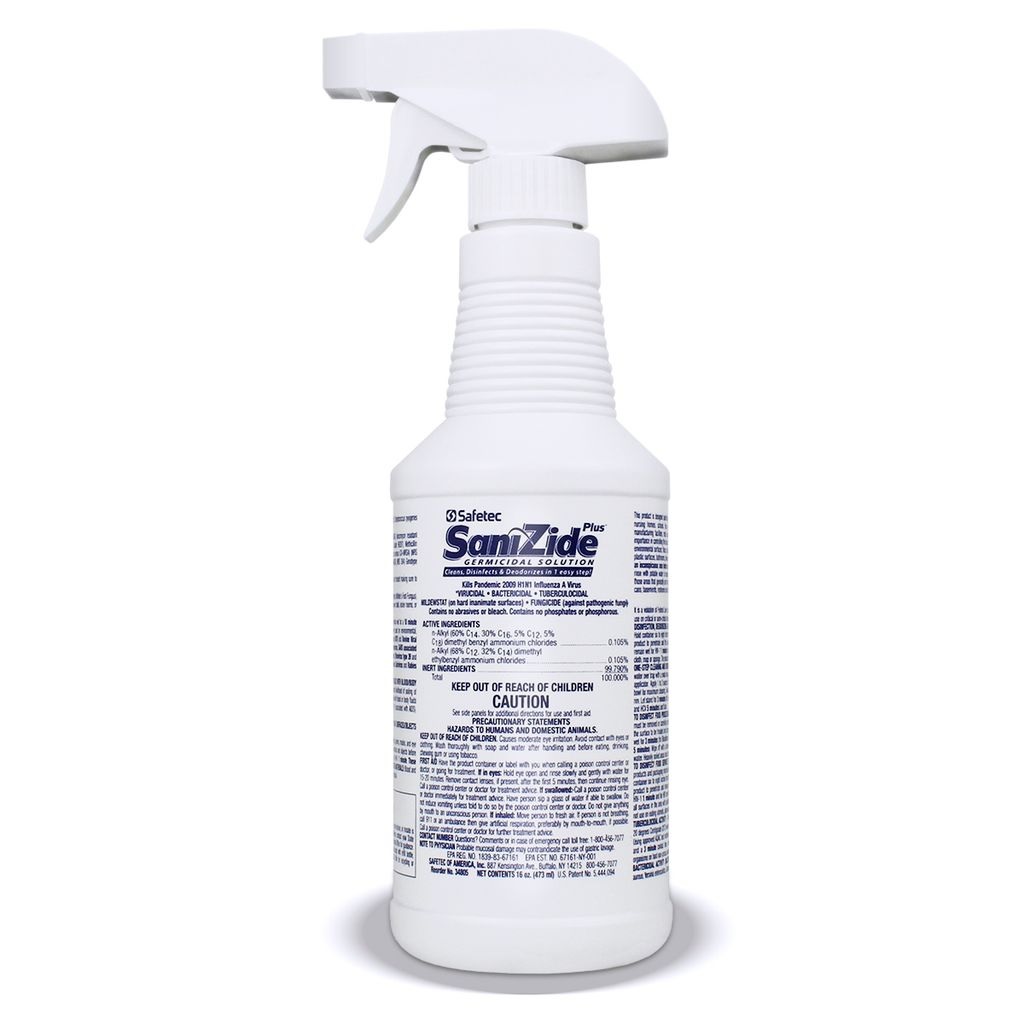 Sanizide Plus 16 oz. Bottle w/ Sprayer - Disinfectant Spray